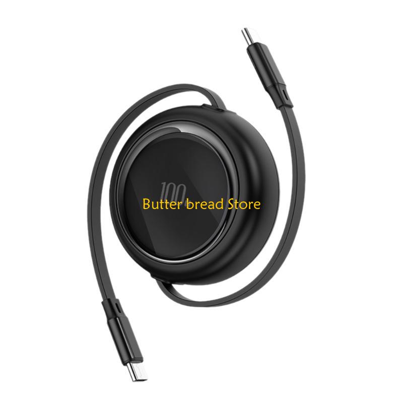 W89C 480Mbps Data Wire Cord Retractable Charging Data Cable 39inch чёрный