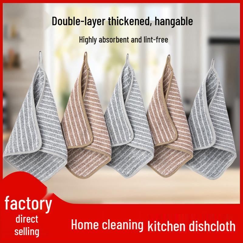 Non-Stick Oil Tea Towels: Lint-Free, Thickened Striped Kitchen Dishcloths for Cleaning