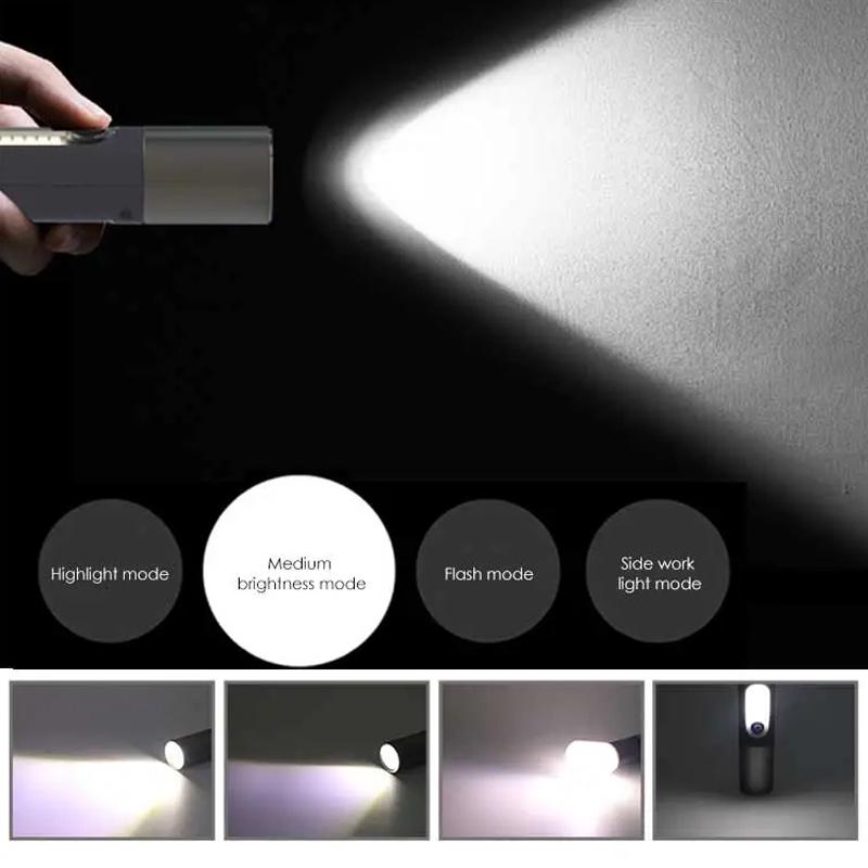 New Strong Light Flashlight Outdoor Multifunctional Camping Light  With Hook Work Light White Laser