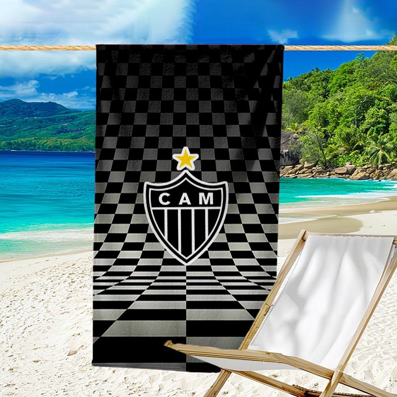 Black And White Stripes With Shield Printed Beach Towel, Super Soft Microfiber, Perfect Gift Birthday, for Pool, Beach, Travel, for family and friend