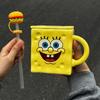 Cute SpongeBob SquarePants Straw Cup Ceramic Mug with Lid for Boys and Girls Birthday Gift Souvenir Gift Box