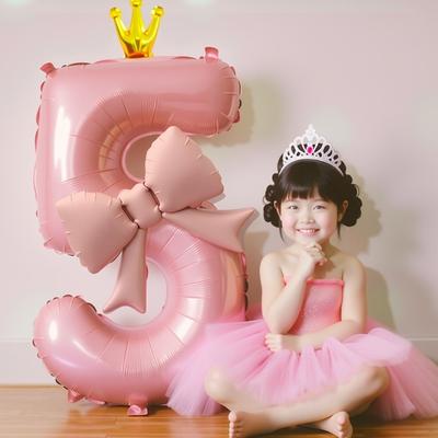 Bowknot Number Shape Balloon Reusable 40Inch Oversize Plastic Balloon For Birthday Wedding Anniversary Party Decoration