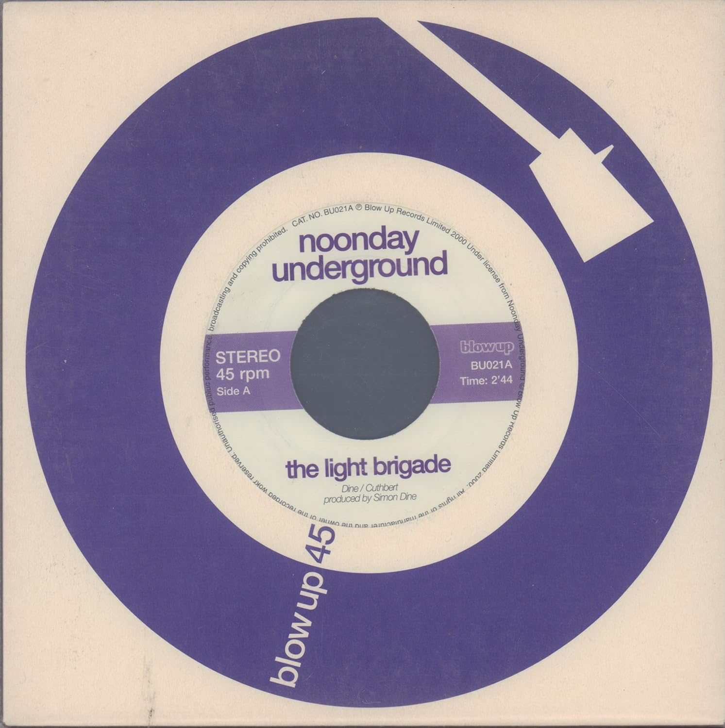 

7-дюймовая пластинка NOONDAY UNDERGROUND - the light brigade / hello BU021AA BLOW UP RECORDS 2000 UK Танцевальная и электронная Б/У