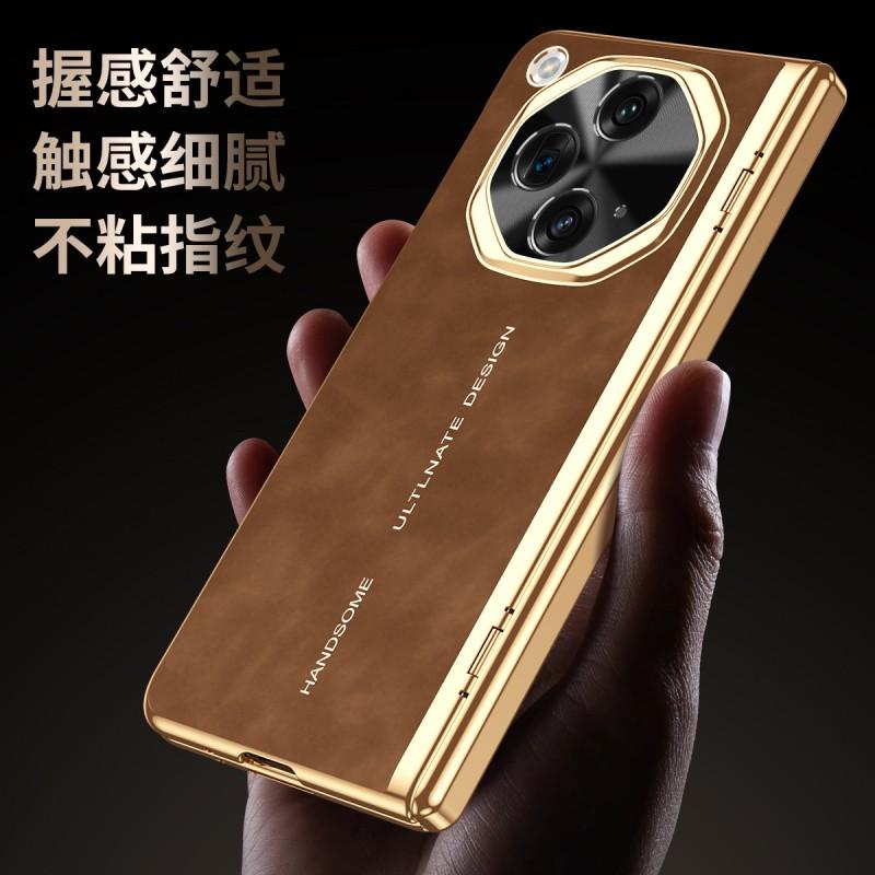 OPPO Find N3 Foldable Phone Case Full Coverage PC Shell With Electroplating Nappa Texture Shockproof Magnetic Adsorption