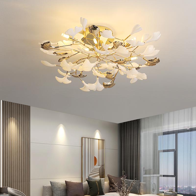 Living Room Chandelier Creative Luxury Hall Light Post-modern Atmosphere Restaurant Bar Lighting Designer Ginkgo Leaf Lighting