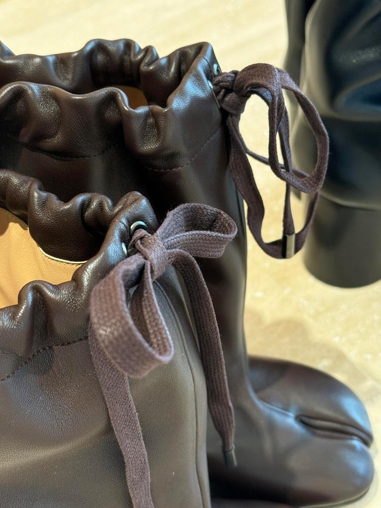 Fashion The New Autumn And Winter Wide-Leg Lace-Up Split-Toe Pig'S Hoof Boots For Girls Korean Style Versatile Western Girls' School