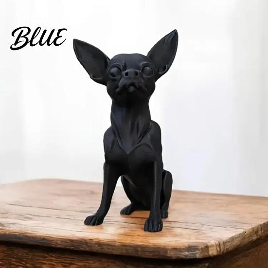 Modern Fekete Kutyaszobor 3D Nyomtatott Csivava Figurina, Szobor, Műanyag Asztali Kisállat Dísztárgy Kölyök Szobor Asztali Dekorációhoz, Ajándék Szeretőknek Stabil