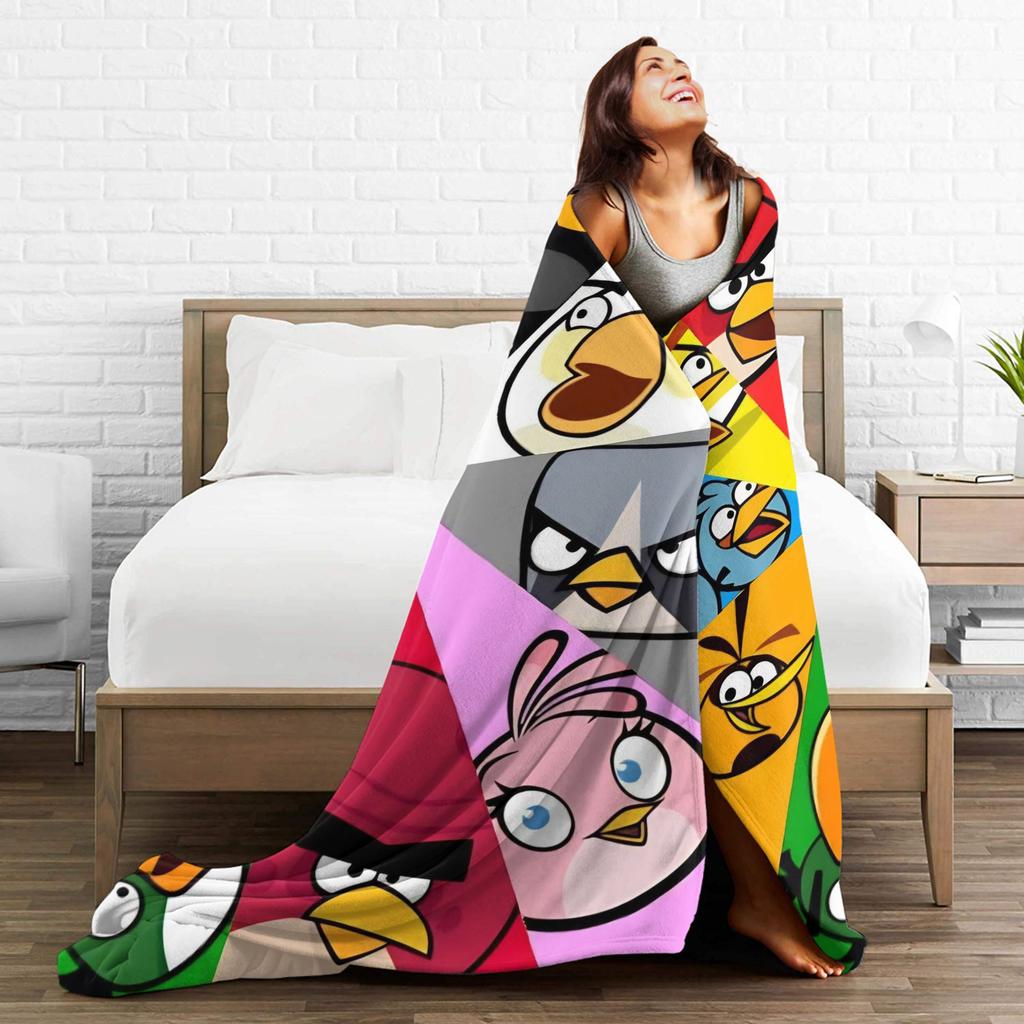 Coperta in Peluche Cartoon Angry Birds A-A per Bambine e Bambini Coperta Plaid in Flanella Morbida Qualità Personalizzata Copriletto Idea Regalo