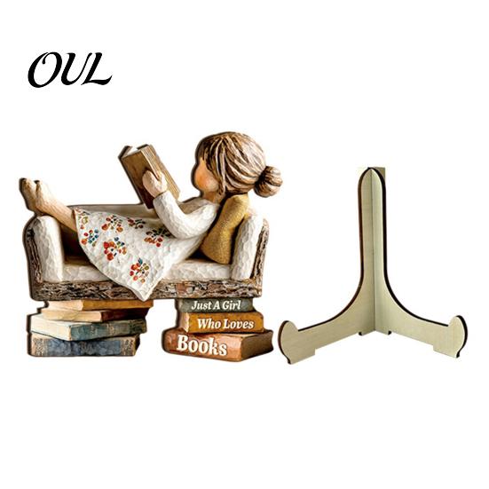 Fine Craftsmanship Decorative Items Wooden Reading Desktop Ornaments for Home Office Decor, Minimalist Figurine, Fashionable Small Creative Art Craft