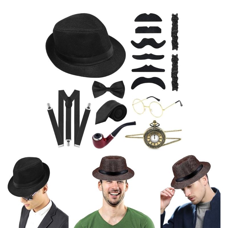 1920s Fashion Roleplay Theme Party Costume Accessories Outfit Male Photo Supply