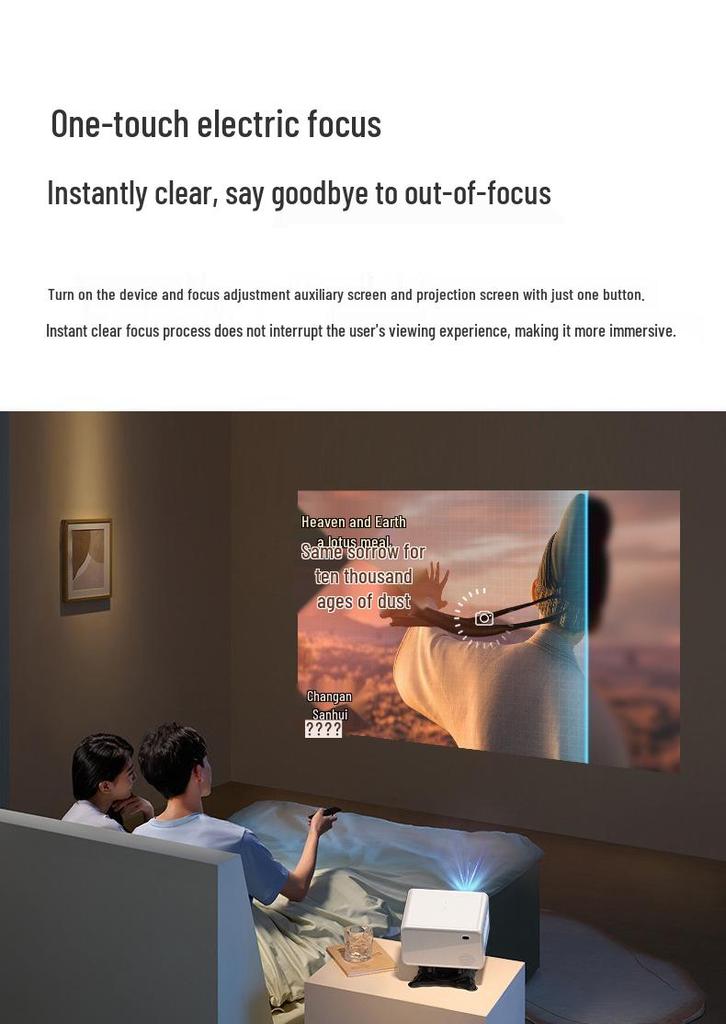 2026 Ultra HD Portable Projector for Living Room & Bedroom - Direct Wall Projection, Compact Home Theater