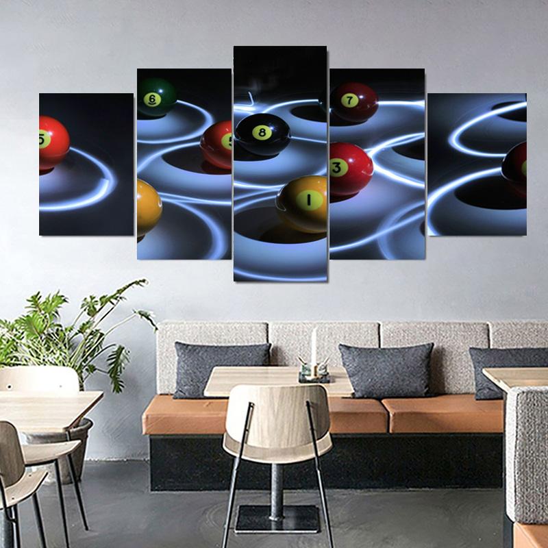 5 Panels Nordic Billiards Modern Canvas Painting Posters for Billiards Hall And Prints Wall Art Pictures Home Decor No Frame