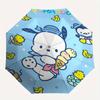 Pochacco & Ice Cream Design Cartoon Cartoon Umbrella, Portable 3-Fold Compact Umbrella, Suitable for Camping, Hiking and Travel, Ideal Easter Birthday