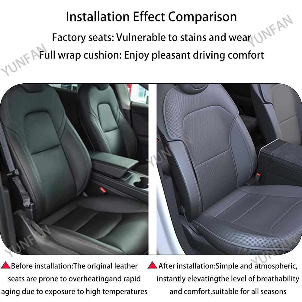Wear Resistant Breathable PU Seat Cushion Set Split Single Seat & Back Protector Pad for Tesla Model Y YL Juniper 2025 Plus