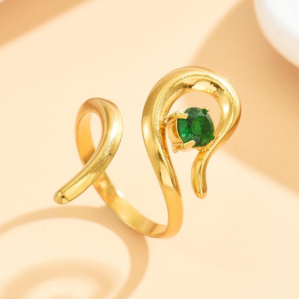 High-End Retro Titanium Steel Gold-Plated Irregular Design Open Ring
