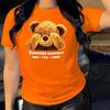 BEAR Pattern Cotton T-Shirt Short Sleeve Round Neck Women 2d Print Tops