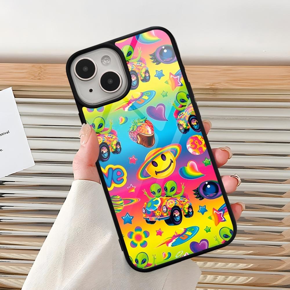 Lisa Frank Tiger Horse Dog Cat Phone Case For Iphone 16 Pro 15 Pro Max 14 12 11 13 Mini 8 7 Plus X Xs XR PC+TPU Design Cover