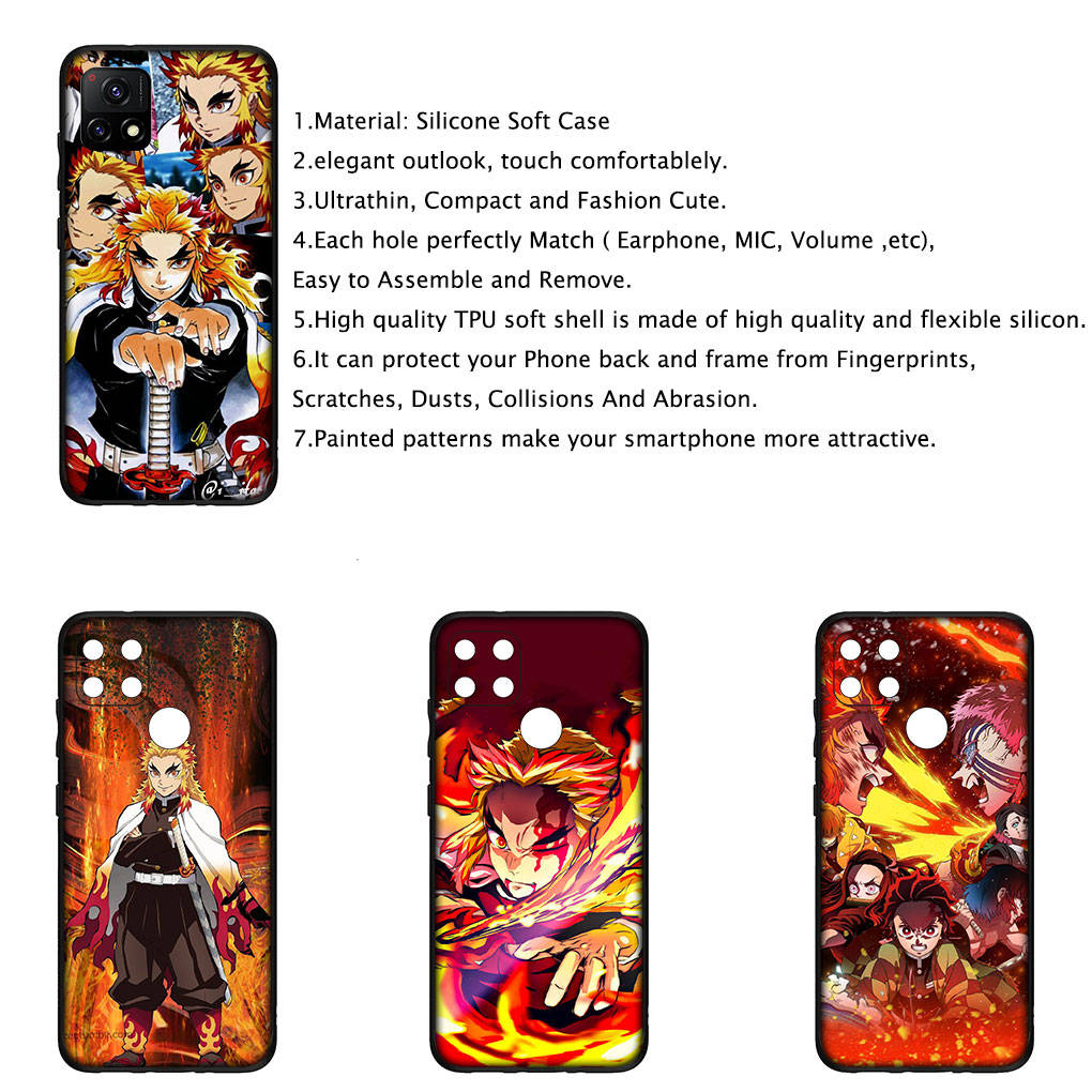 For iPhone 16 15 Xiaomi Redmi Note 14 13 12 11 Pro Max X 16e Samsung Galaxy S25 S24 S23 Moto OPPO Huawei Rengoku Kyoujurou Demon Slayer Tanjirou Case