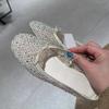 Sheepskin Version~ 2025 New Summer Breathable Rhinestone Mesh Bow Ballet Mary Jane Single Shoes Women's Flat Bottom