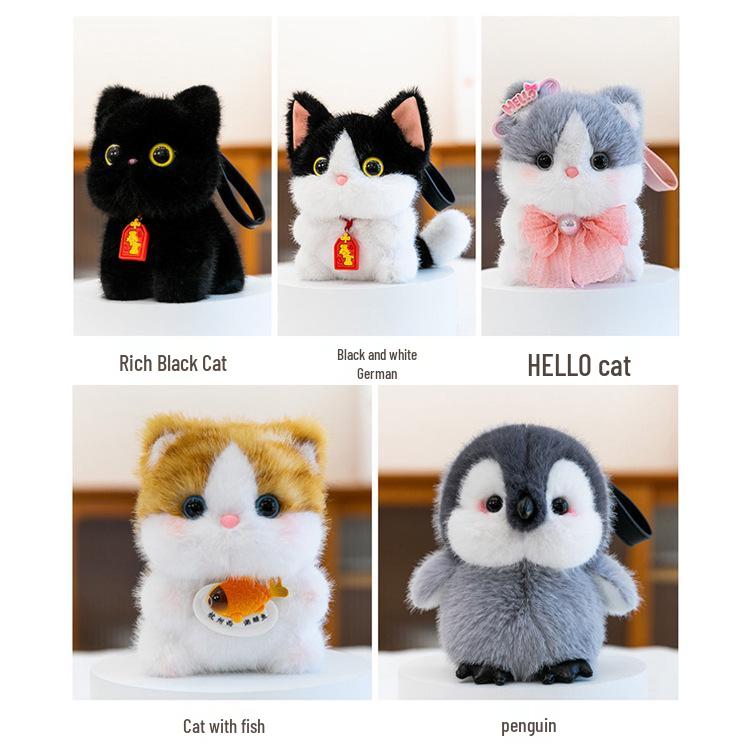 Charming Scented Mini Cat Rabbit Plush Keychain Ornament for Desk Decompression