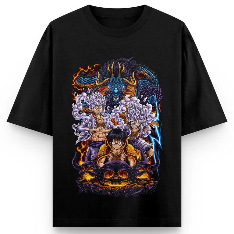 One Piece Anime LUFFY GEAR 5 Printing Oversized Cotton Tshirt Men and Women Harajuku Fashion Y2K Casual Summer Absorb Sweat Tee