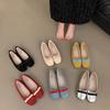 Fashion French Elegant Bow Flat Shoes 2024 Spring New Round Head Comfortable Suede Leather Women's Mary Janes Shoes