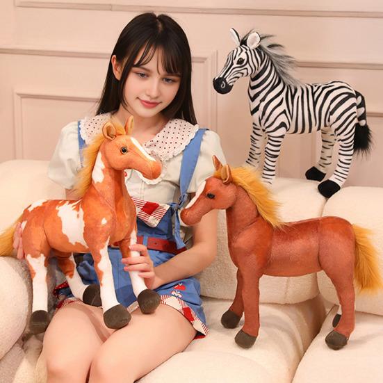 Horse Plush Doll Cute Foal Shape Stuffed Animal Soft Pony Plush Toy Skin-Friendly Comfortable Birthday