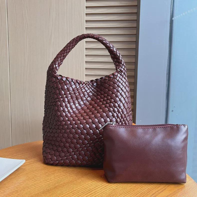 

Плетеная сумка через плечо в стиле ретро Майяра: Модная и компактная сумочка кофейный