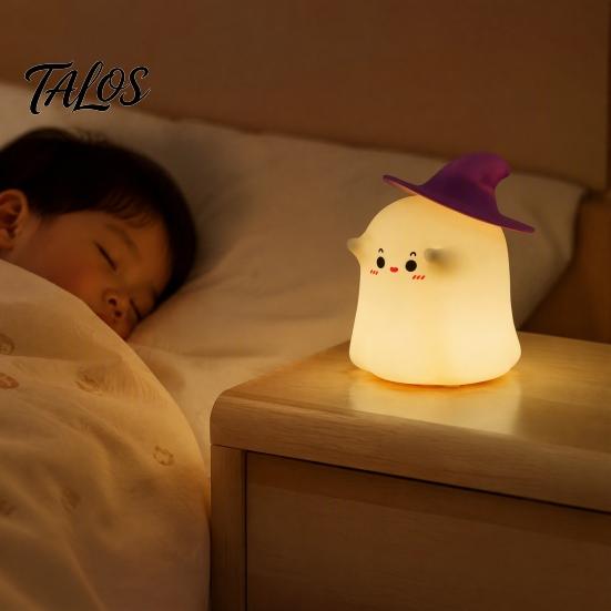 Safe Fall-resistant Lamp Magician Ghost Silicone Night Light with Tap Sensing Control, Rechargeable LED for Soft Touch Mood Bedroom Kids Room