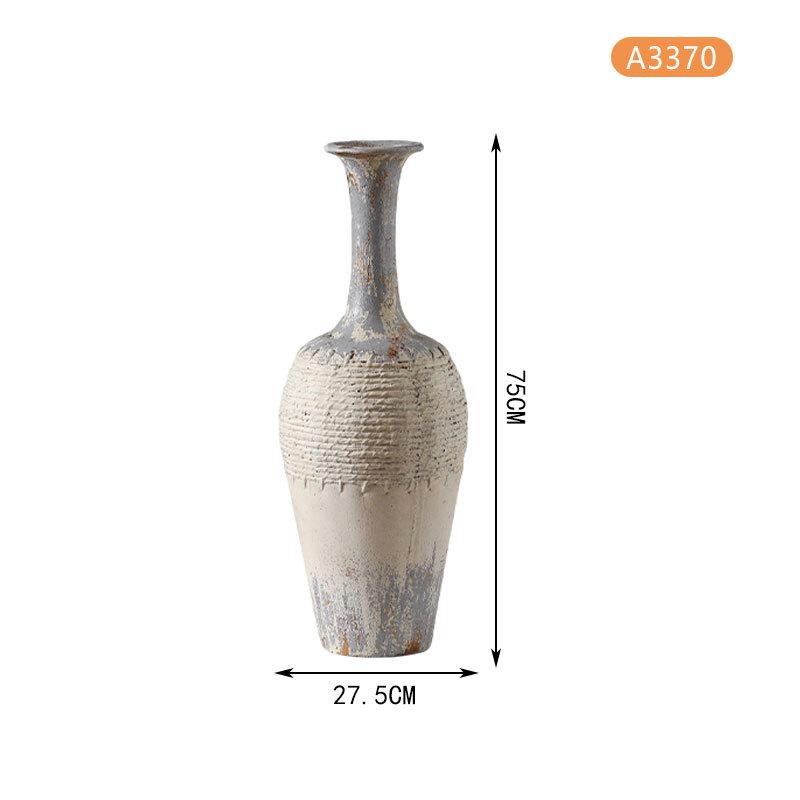 Wabi-Sabi Retro Large Coarse Pottery Vase for Nostalgic Home Decor