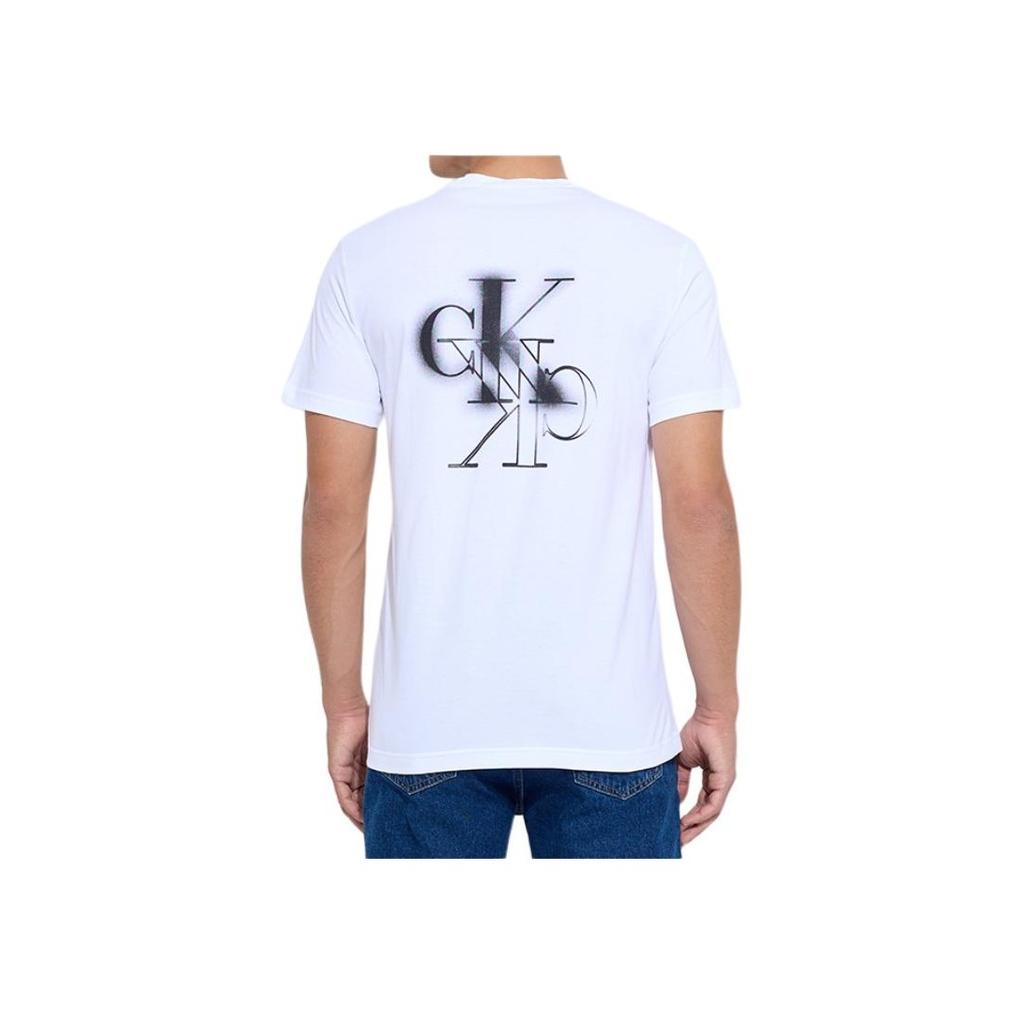 Calvin Klein Letter Logo Print Loose Fit Crew Neck Short Sleeve T-Shirt Men Tops White J30J324646-YAF