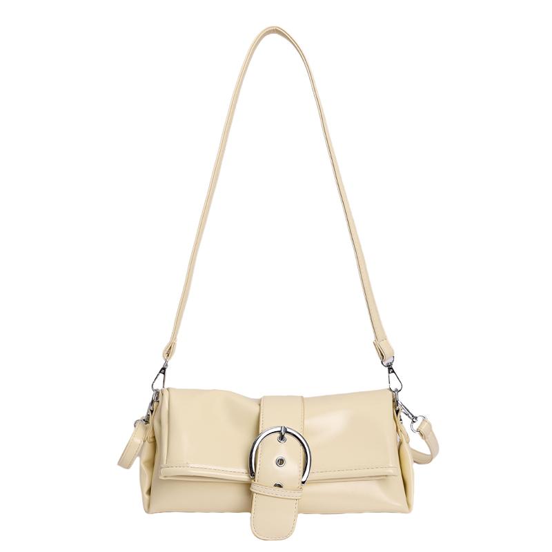 

2026 New Retro Bright PU Surface Shoulder Bag for Women Fashion Metal Buckle Commuter Versatile Niche Design Crossbody Bag
