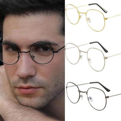 Retro Round Frame Flat Mirror Fashion Brand Design Ultralight Metal Frame Flat Mirror Spectacle Frame Eyeglasses Round Glasses Frame