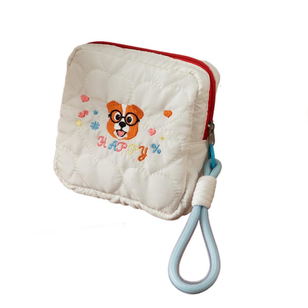 Large Capacity Embroidery Dog Cosmetic Bag Ins Style Coin Purse Cute Square Cosmetic Pouch  Outdoor