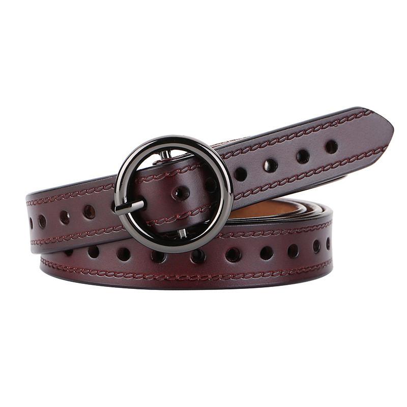 Vintage Style Leather Belt For Women With Alloy Pin Buckle And Pure Color Design