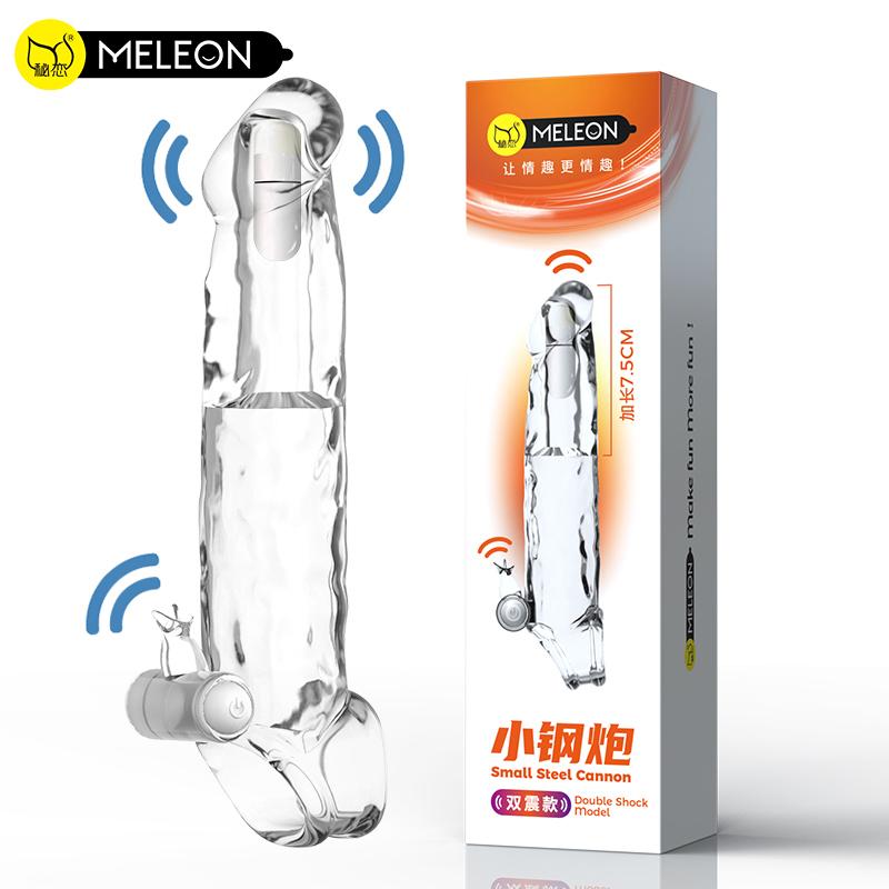 MELEON Penis Extension Sleeve Vibrator Extender Reusable Condoms Soft Delay Ejaculation Dick Sleeve Adult Sex Toys for Men