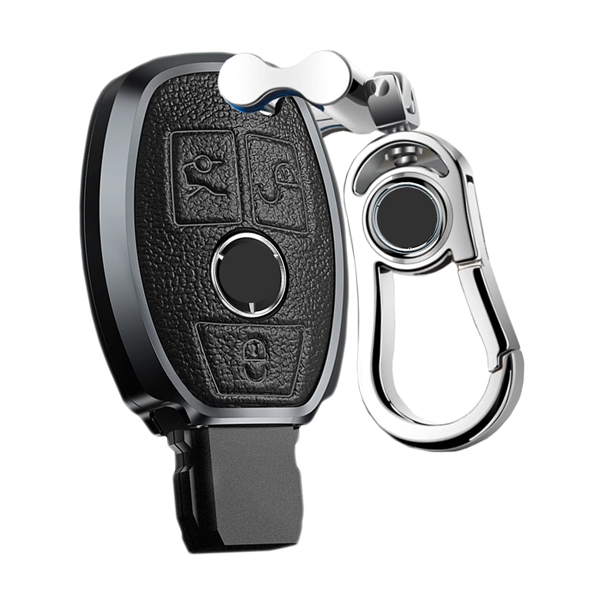 

[PELKER] Чехол для смарт-ключа Mercedes Benz, Металлический + Кожаный чехол для ключа, Держатель для ключа, A Small чёрный