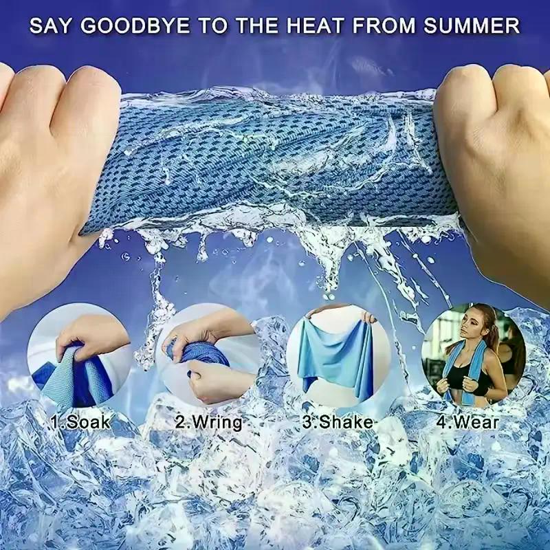 4pcs Cooling Towels (35.4 * 11.8 Inches), Soft Breathable Sports Towel For Outdoor, Gym, Yoga, Exercise, Camping, Fitness, Runni