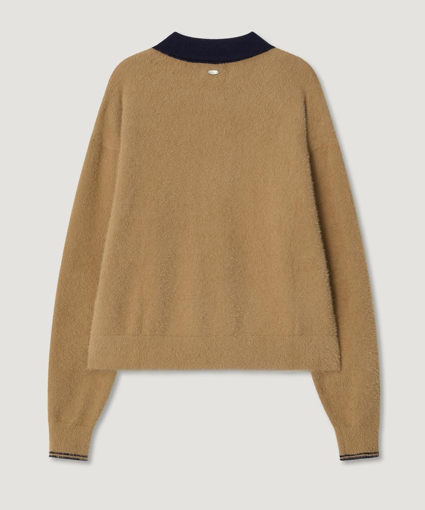 MELLY&ROSE Fluffy Stripe Polo Knit (310255)_Beige