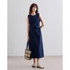Demana Retro Sleeveless Pleated Denim Midi Dress