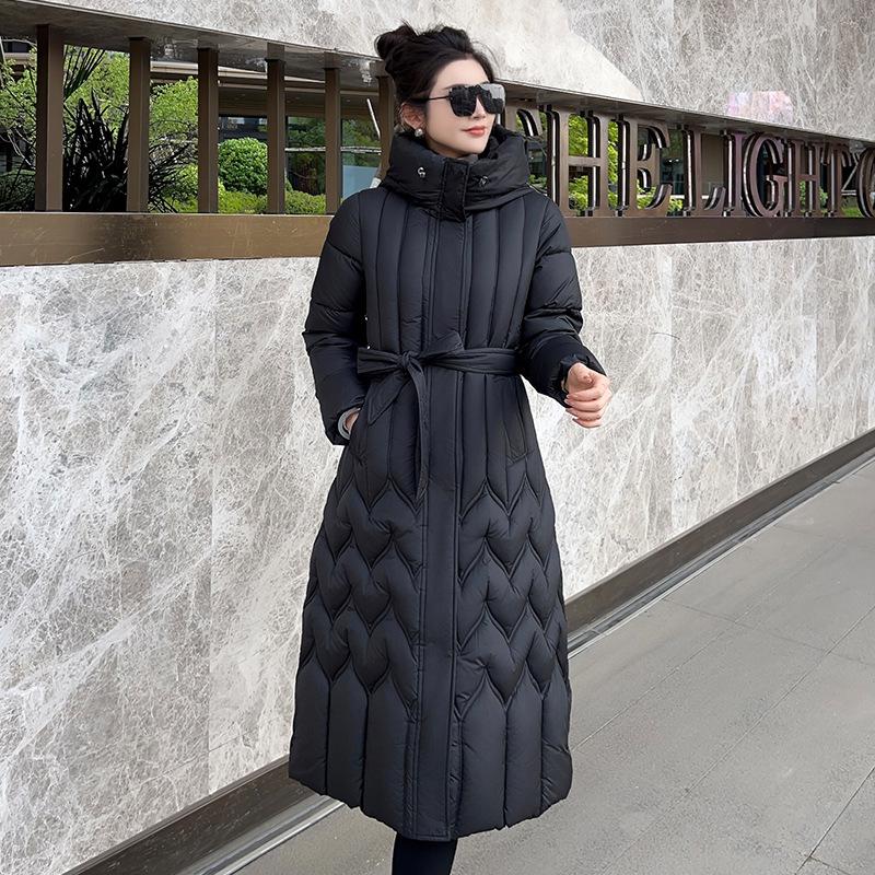 Women's new hooded windproof lightweight thickened fluffy warm cold long section of high-quality fabric casual sports jacket cotton clothing