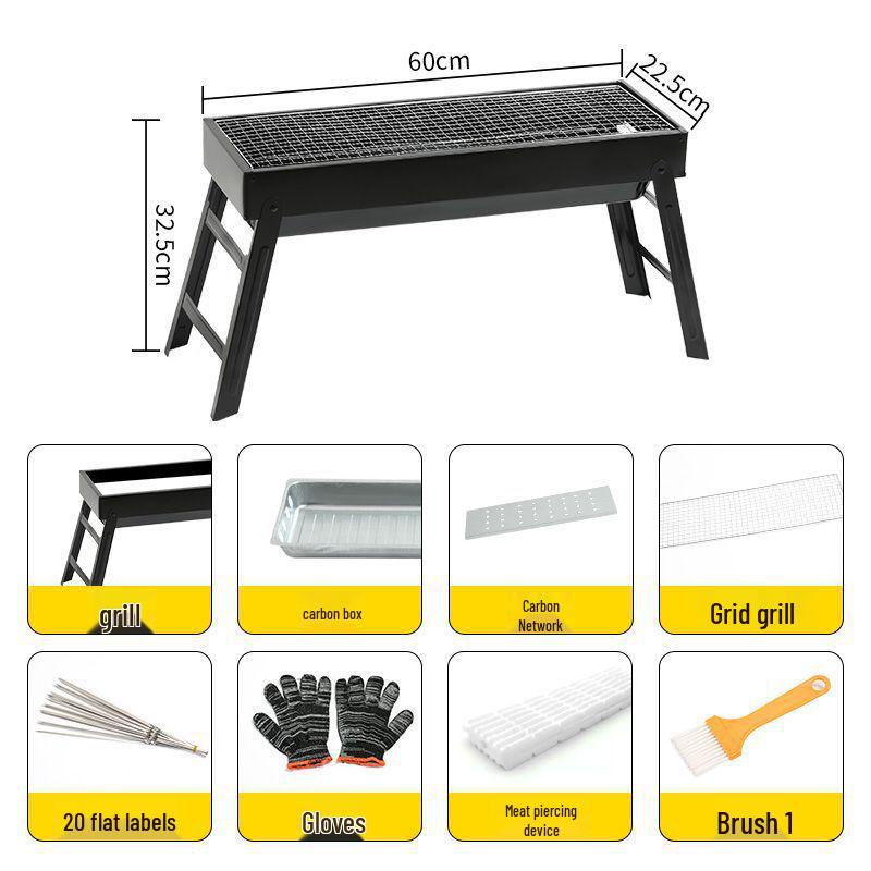 Foldable Charcoal Grill: Medium/Large Portable BBQ Rack for Home & Outdoor Use