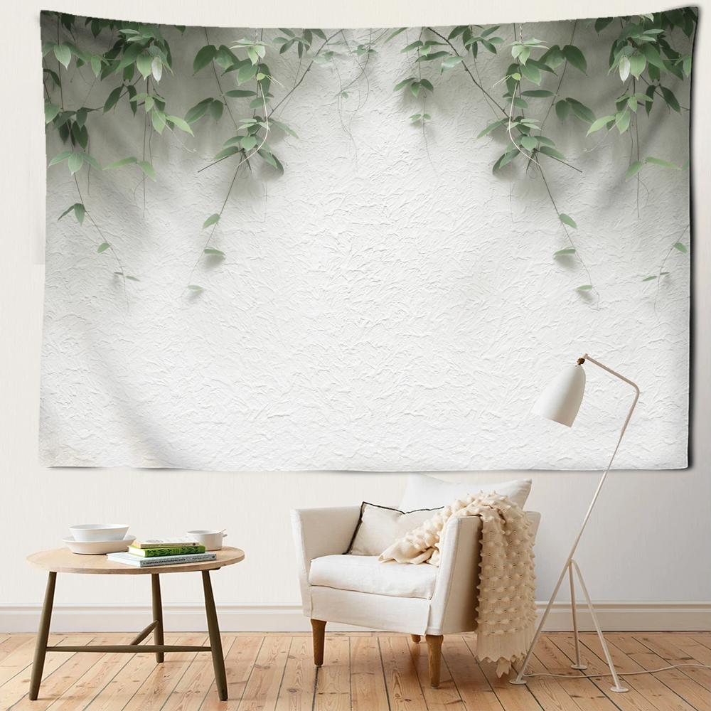 Green Vine White Wall Tapestry Wall Hanging Simple Art Landscape Bohemian Hippie Tapiz Bedroom Dormitory Home Decor