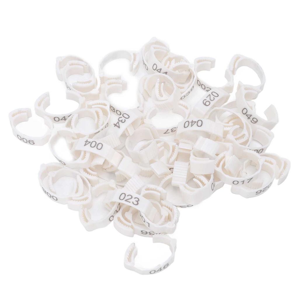 50 ks Drůbeží kroužky na nohy Číslované Identifikační kroužky pro kuřata Holuby Kachny Husy Bílé