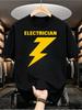 1pc Men'S Graphic T-Shirt Electrician Lightning Print Short Sleeve Crew Neck