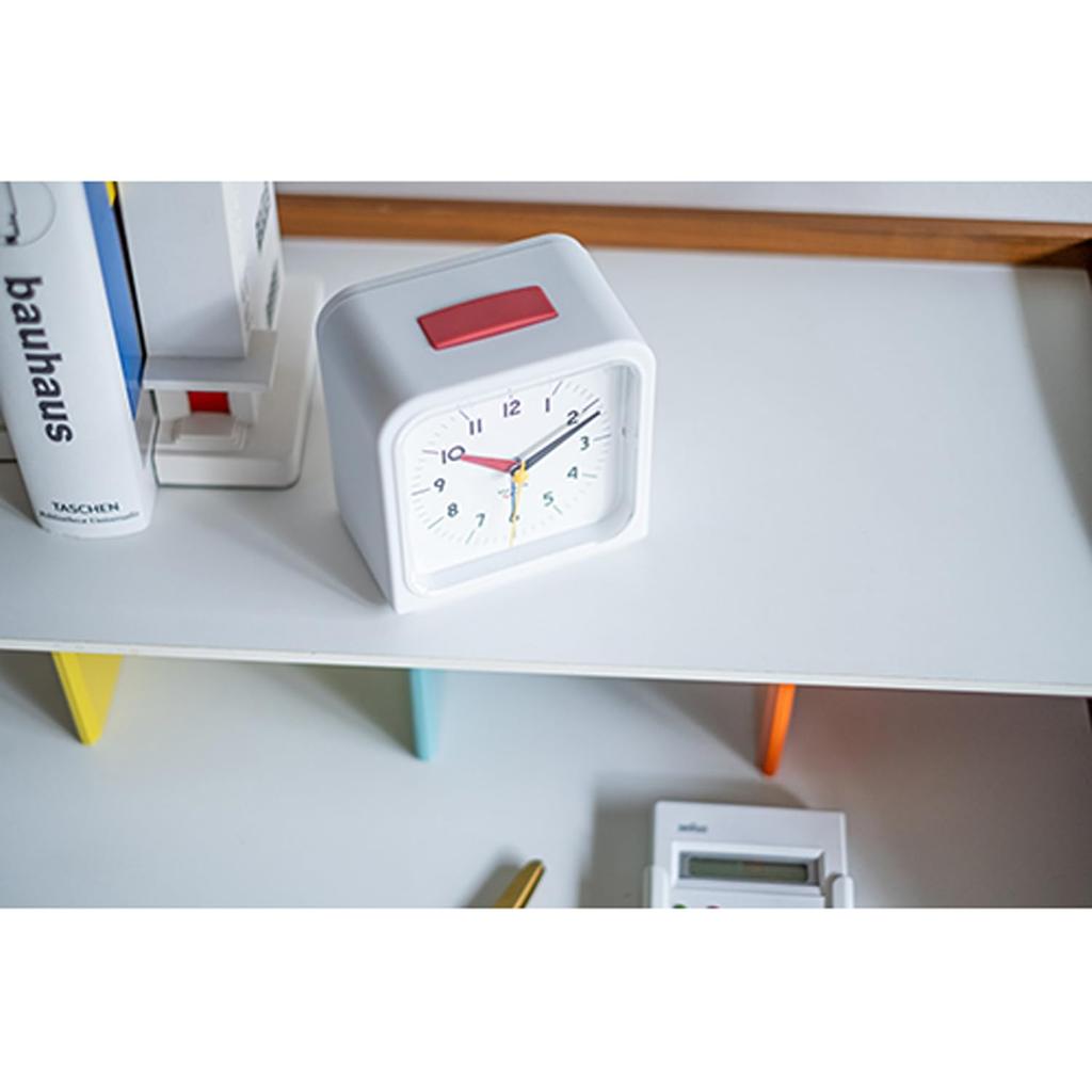 El Commune Bauhaus GENE ALARM CLOCK Universal Alarm Desk Clock, White, DCL-009