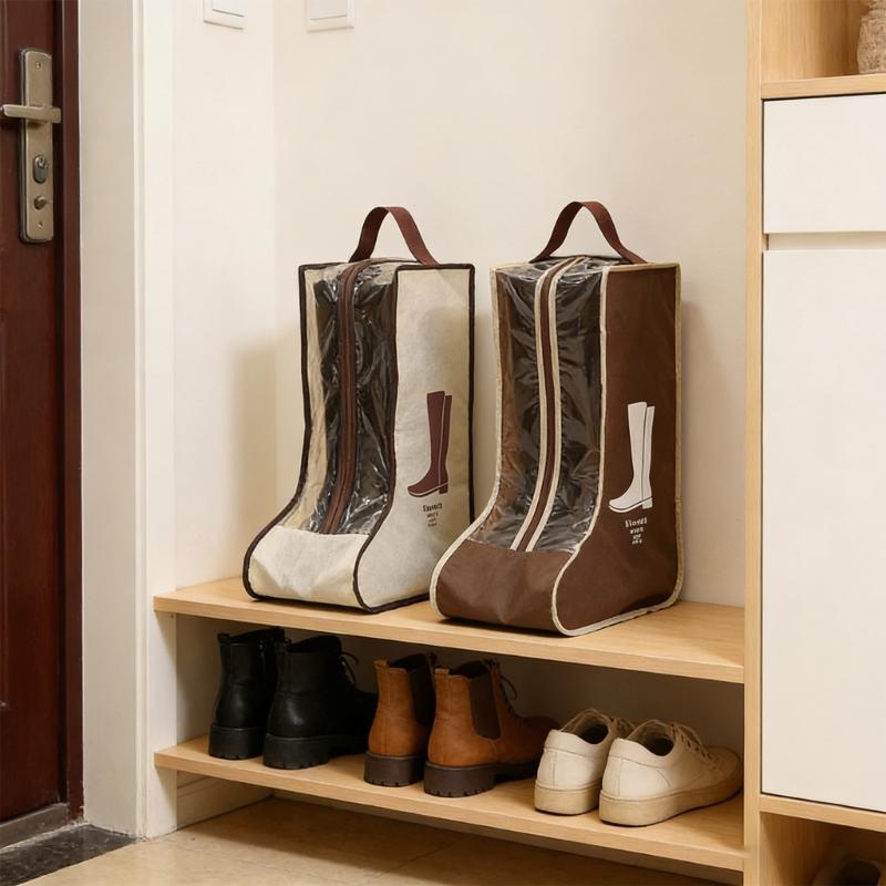 Set of 4 Dust Proof Shoe Storage Bags MultiPurpose Waterproof PVC Boot Organizer Cover For Home And Commute Use