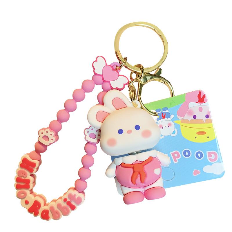 Children'S Fun Fun Fun Fun Rabbit Keychain Creative Student School Bag Pendant Cartoon Bear Car Keychain Pendant