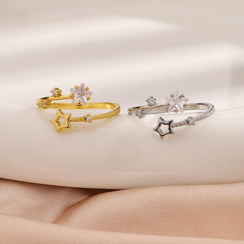 Gu Maoning, hollow star ring, cold wind personality tide open index finger ring, light luxury diamond meteor ring