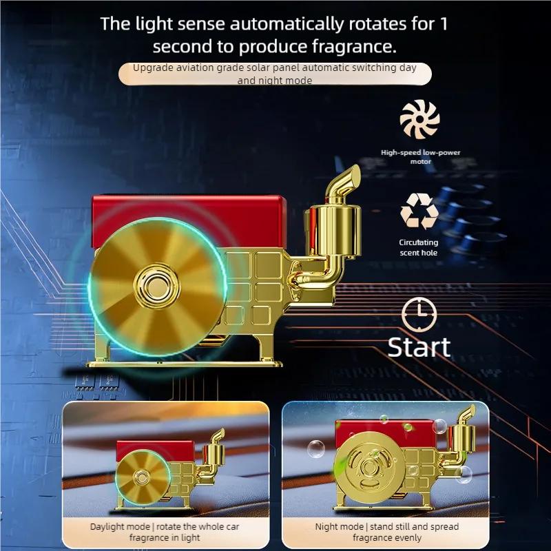 Car Aromatherapy Ornament, Solar Powered Rotating Perfume Seat, Auto Interior Dashboard Decoration, Long-Lasting Fragrance